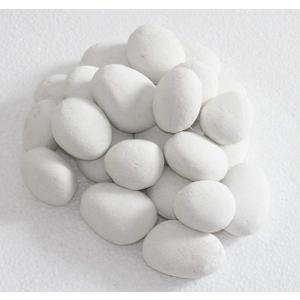 24 Pcs Stone-Like Ceramic Fibre Pebbles for Gas fireplaces, Stove, Gas firepit with White/Black/Grey/Khaki Color (White)