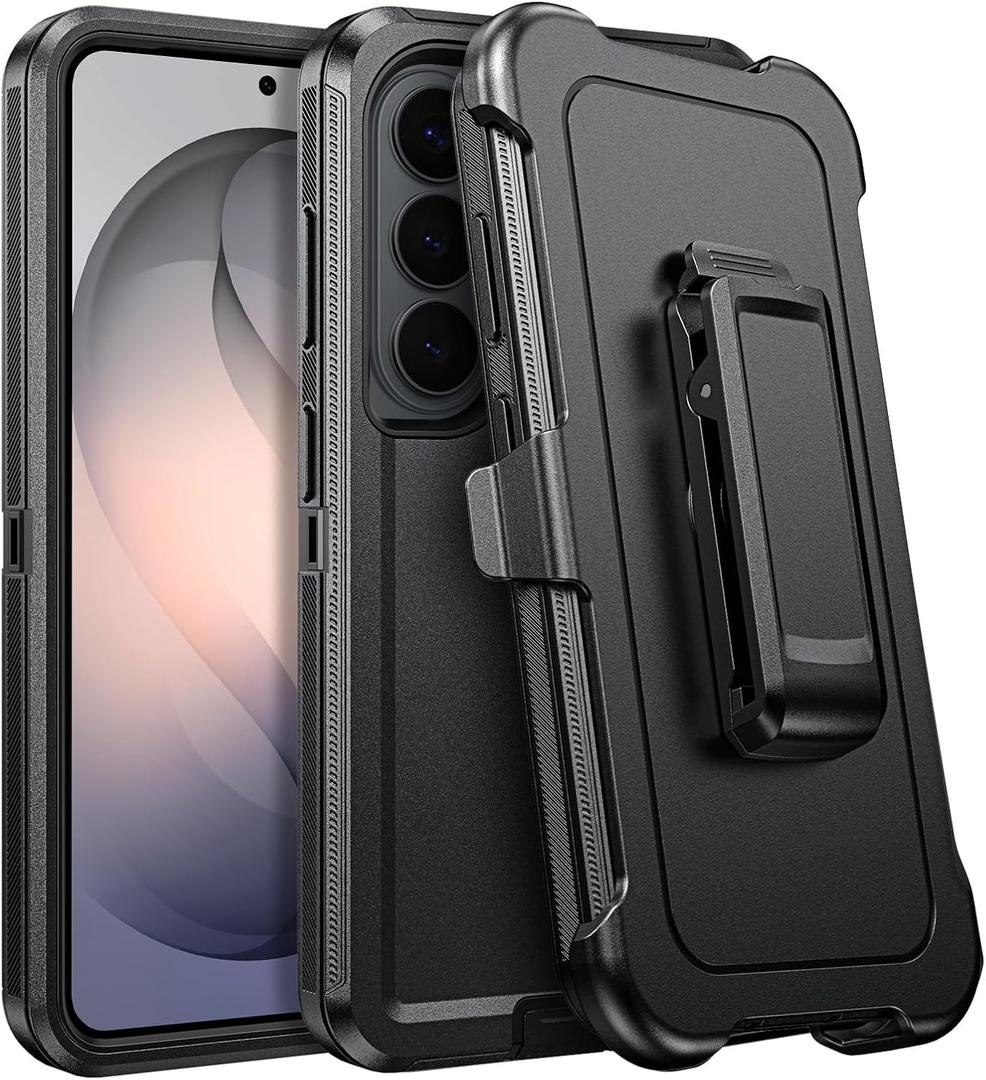 DUEDUE for Samsung Galaxy S26 Case with Belt Clip Holster Shockproof 3-Layer Heavy Duty Kickstand Cover Full Body Protective Rugged Phone Case for Samsung S26 6.3", Black