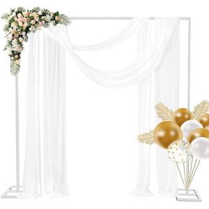 Gigicloud 8.2FT Wedding Arch Backdrop Stand, Square Backdrop Adjustable Stand Metal Rectangular Arch Frame Balloon Arch Rack for Ceremony Baby Shower Birthday Party Anniversary Decoration White