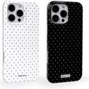 2 Pack for iPhone 14 Plus Case with Cute Fashion Polka Dot Phone Case Soft TPU Slim Shockproof Phone Cover for Women Girls (White+Black)
