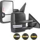 AUTOSTARSHIP Power Heated Towing Mirrors Compatible with 2009-2018 Dodge Ram 1500/2010-18 Ram 2500 3500/2019-2024 Ram 1500 Classic w/LED Sequential Turn Signal Light Side White Running Light
