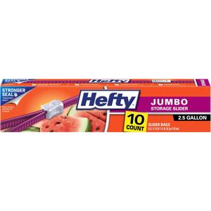 Hefty Slider Jumbo Storage Bags, 2.5 Gallon Size, 10 Count (Pack of 9), 90 Total