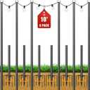 String Light Poles for Outside, 10ft Adjustable Metal Poles for Outdoor String Lights Hanging Light, Outdoor Light Poles with Fork, for Patio, Deck, Backyard, Garden (6 Pack)