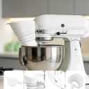 Silicone Flour Funnel for Kitchenaid Stand Mixer - Foldable Pouring Chute for Kitchenaid Mixer, Anti-Splash Baking Flour Funnel for Dry & Liquid Ingredients, Dishwasher Safe (White)