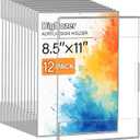 12 Pcs Acrylic Sign Holder 8.5 x 11, Dual-Purpose Wall Mount Sign Holders with Adhesive, Clear Plastic Frames Paper Display Sign Holders for Office, Store, Restaurant - Horizontal or Vertical