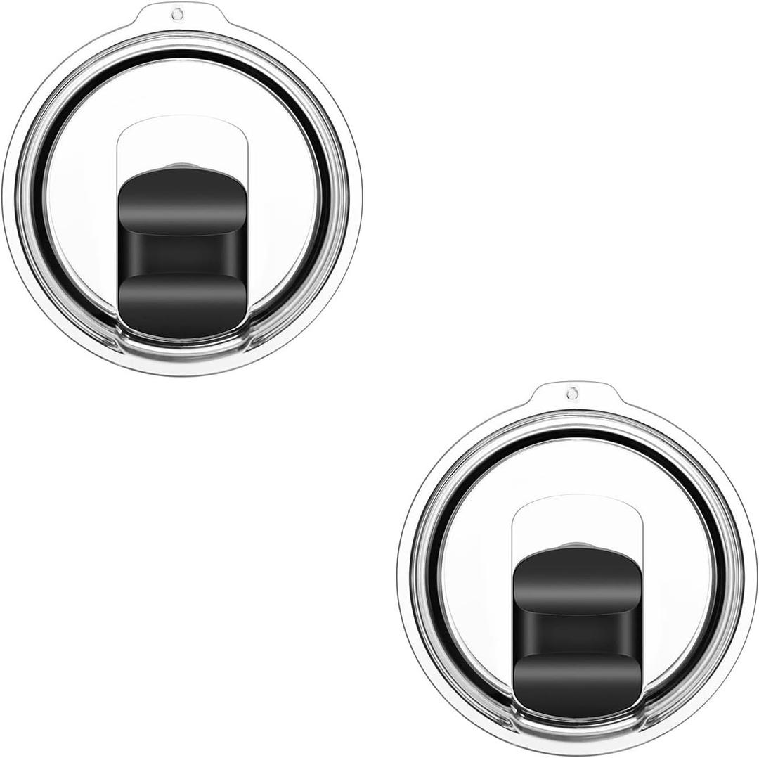20 oz Tumbler Lids for Yeti, 2 Pack Replacement Lids for Yeti 20 oz Tumbler with Magnetic Slider Replacement, 10/24 oz Mug, 10 oz Lowball, Compatible for Ozark Trail, Old Style Rtic(Black+Black)