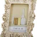 JAZPlayer 4x6 Picture Frame, Vintage Photo Frame Pale Gold Dcor with Deluxe Floral Design (Floral Gold 4x6)