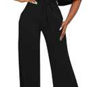 BessCops Womens Loose Short Sleeve Belted Wide Leg Pant Romper Jumpsuit Casual Business One Piece Outfits M