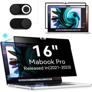 Privacy Screen Protector for MacBook Pro 16 Inch (2021-2026, M1, M2, M3, M4, M5), Easy On/Off Removable Anti Spy Blue Light Glare Shield Laptop Privacy Filter for Apple Mac Pro 16.2 in
