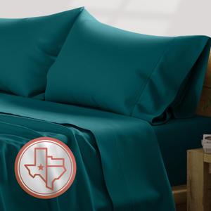 TEXAS LINEN CO. 100% Egyptian Cotton Sheets California King Size - 600 Thread Count 4 PC Luxury Sheets Cal King Size, Soft, Cooling Hotel Luxury Sheets & Pillowcases, Fits Mattress Upto 18" - Teal