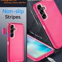 for Samsung Galaxy S26 Plus Case, with HD Tempered Glass Screen Protector, Heavy Duty Shockproof Drop Protective Rugged Tough Durable Phone Cover (with Belt Clip-Pink/Pink)