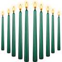 10 Inch Taper Candle, Set of 12,Tapered Candles Burn for 7 Hours, Long Sticks,Tall Candlesticks, Dinner Party, Wedding, Halloween (10inch, Green)