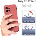 Compatible with Redmi Note 12 4G Case with Ring Kickstand Green, for Redmi Note 12 4G Phone Case Silicone Liquid with Soft Microfiber Lining Slim Shockproof Protective Cover (Camellia)