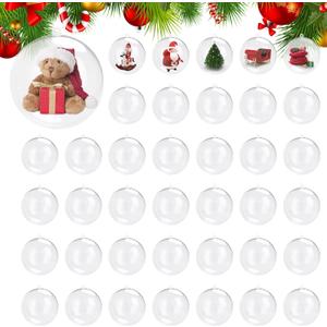 50 PCS Clear Ornament Balls Clear Plastic Ornaments for Craft Fillable Ornaments Balls 80mm(3.15'') Christmas Ornaments Ball DIY Plastic Ball for Christmas Wedding Party Home Decor