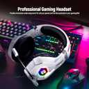 Ozeino Gaming Headset for PC, Ps4, Ps5, Xbox Headset with 7.1 Surround Sound Gaming Headphones with Noise Canceling Mic, LED Light Over Ear Headphones for Switch, Xbox Series X/S, Laptop, Mobile White