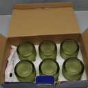 Vintage Glassware Drinking Glasses Set of 6,12 oz Hobnail Glass Cups,Embossed Green Water Tumbler,for Beer,Cocktail,Whiskey,Juice and Various Mixed Drinks- 1 Cleaning Brush