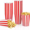 2 x 36 Pcs Popcorn Boxes, Mini Paper Popcorn Box, Container for Movie Night Decorations, White and Red Stripes