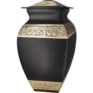 NANIURN Urn for Ashes Adult Male & Female, Cremation Urns for Human Ashes Adult Man & Women, Funeral Cremation Urns for Burial, Decorative Square Urns for Men, Black and Gold Urns  Large