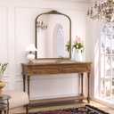 Keonjinn Gold Vintage Mirror 30" x 36", Antique Brass Mirrors for Wall Decor, Arched Decorative Mirror for Mantle, Hallway, Living Room, Fireplace, Bedroom, Bathroom Mirror with French Cleat Mounting
