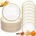 50pcs Clear and Gold Beaded Charger Plates for Wedding,12.5in