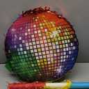 Aoriher Disco Party Pinata, Roller Skating Pinata with Blindfold Mask, Stick, Confetti & Colorful Square Decor, Ideal for 80s 90s Themed Birthdays, Weddings, Festivals & KTV