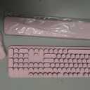 Rechargeable Backlit Wireless Keyboard and Mouse Combo, Retro Typewriter Keyboard with Magnetic Wrist Rest, Light Up Letters, 2.4GHz Cordless Connection for Mac, Windows PC, Laptop (Glowing Pink)