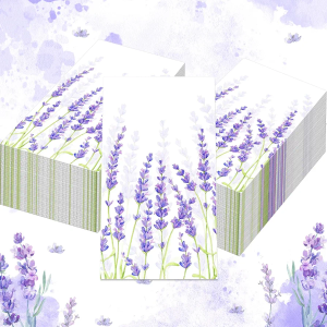 Pack Of 2 120Pcs Purple Lavender Theme Napkins Paper Purple Floral Disposable Paper Napkins Lavender Luncheon Napkins Hand Towels for Birthday Baby Shower Dinner Picnic Party Tableware Decor Supplies