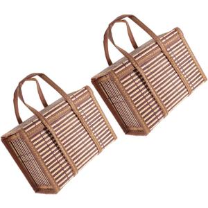 2Pcs Portable Handheld Storage Basket Collapsible Outdoor Picnic Organizer for Family Gatherings for Food Drinks and Personal Items Space Saving Design