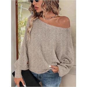 RoseSeek Women's Off The Shoulder Poncho Sweater Knit Pullover Cropped Sweaters Fall Outfits Apricot Medium
