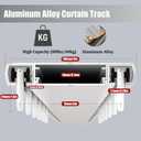 Double Curtain Track Ceiling Mounted Aluminum Silent Rails System White 3.6m(11.8ft)