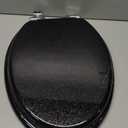 Angol Shiold Glitter Toilet Seat Molded Wood Elongated Toilet Seat with Quietly Close and Quick Release Hinges, Easy to Install also Easy to Clean (Elongated 18.5'', Black)