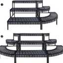 aboxoo 3 Tier Stair Style Large Metal Plant Stand, Garden Display Shelf Flower Pot Holder Storage Organizer Rack for Indoor Home Outdoor Patio Balcony Yard( Black, Rectangle)