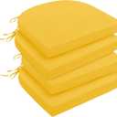 downluxe Outdoor Chair Cushions Set of 4 for Patio Furniture, Water-Resistant Patio Chair Cushions with Ties, High Density Foam Outdoor Seat Cushion, 17" X 16" X 2", Yellow