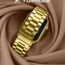 Fullmosa Metal Band Compatible with Apple Watch Bands 45mm 44mm 42mm, iWatch Band with Case for Apple Watch Series 9 8 7 6 5 4 3 2 1 SE3/2/1, Golden