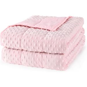 Mr. Sandman Weighted Blanket for Adults Queen, Minky Dots Heavy Blanket for Woman, Man Sleeping/Calm, Soft, Cozy and Cooling Weighted Throw Blankets, Machine Washable, 60 x 80in, 15 Pounds, Pink