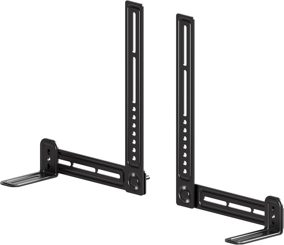 C YECEN Sound Bar Mounts Under TV or Above TV, Soundbar Mount Hold Up to 22Lbs, with Detachable Extension Arms and L-Brackets.