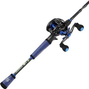 Sougayilang Speed Bass Fishing Rods, Porable Light Weight High Carbon 4 Pc Blanks for Travel Freshwater Fishing-Spinning & Casting (2.1M/6.89FT with Right Handed Reel)
