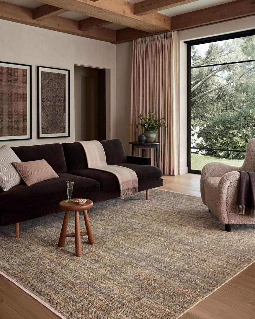 Loloi Amber Lewis Molly Collection MOL-07 Tobacco/Sage 6'-7" x 9'-2" Low Pile Area Rug