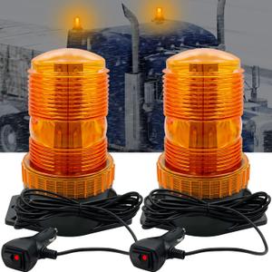 LED Strobe Light, 12V-24V Warning Emergency Safety Flashing Beacon Lights with Magnetic and 16.4 ft Straight Cord Vehicle Forklift Truck Tractor Golf Carts UTV Car Bus (2 PCS, Amber)
