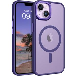 BENTOBEN Magnetic for iPhone 13 Case & iPhone 14 Case [Compatible with Magsafe] Translucent Matte Phone Case iPhone 13/14 Slim Shockproof Women Men Protective Cover for iPhone 13/14 6.1", Dark Purple