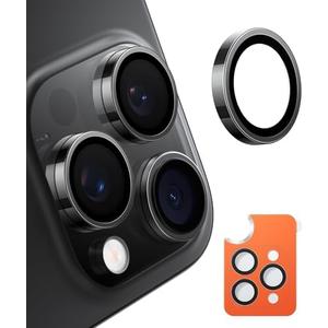 TORRAS 3-Year Ultimate Durability for iPhone 16 Pro Max/16 Pro Camera Lens Protector - 1:1 Invisible Fit & Ultra Clarity, Military-Grade 9H+ Aerospace Glass Anti-Scratch Easy Installation, Black Titanium