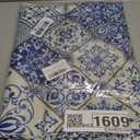 AnyDesign Blue and White Patchwork Tile Tablecloth 60 x 104 Inch Rectangle Modern Table Cover for Home Kitchen Dining Table Decoration Supplies