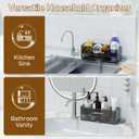 Sponge Holder for Kitchen Sink, Large Sink Caddy Durable Anti-Rust PET, Removable Rack & Rounds Corners, Kitchen Sink Organizer for Counter Bathroom Vanity (Black)