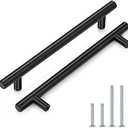 Probrico 5 Pack|Flat Black Kitchen Cabinet Pulls 162mm (6-4/5 inch) Hole Centers Modern Cupboard Pull Bedroom T Bar Handle Dresser Pulls Cabinet Hardware