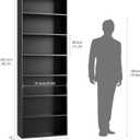 FACBOTALL 82" Tall Bookshelf, 7-Tier Open Shelves Bookcase, Freestanding Display Storage Shelves, Tall Bookcase Home Decor Furniture for Home Office, Living Room, Bedroom, Black, 82.7 x 23.6 x 9.3 inches