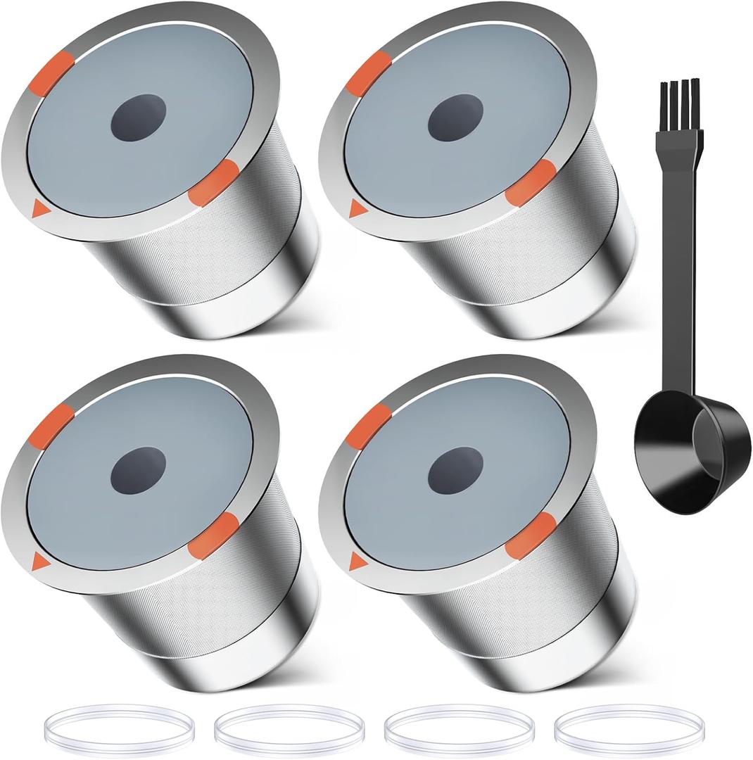 Reusable k Cups for keurig 2.0 1.0,Universal stainless steel Refillable k Cups Filter Use for Keurig all most of coffee Makers Brewers (4pack)
