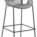 Armen Living Acapulco Modern Indoor Outdoor Patio Steel Metal Counter Chair Bar Stool with Gray Rope, 30" Seat Height