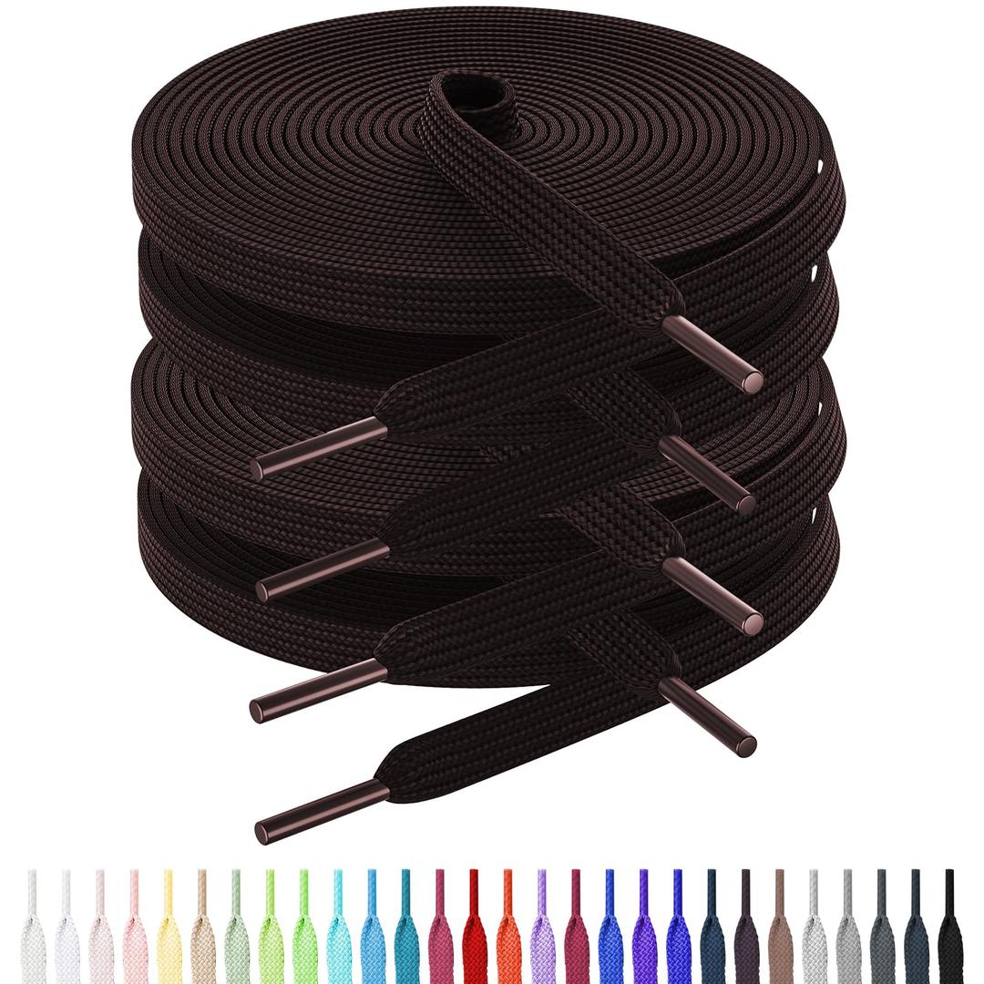 7 x AWANGLOU Flat Shoe Laces for Sneakers, 5/16" Wide Shoelaces for Sneakers, Mix