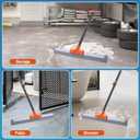 CLEANHOME Rubber Floor Squeegee for Concrete Floor, Tile Floor, Metal Aluminium Heavy Duty Garage Shower Floor Squeegee Broom for Removing Water, Commercial Scrubber Mop with Extendable Long Handle