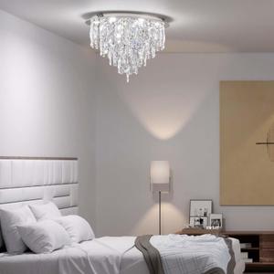 20inch Ice Cube Crystal Chandeliers Chrome Crystal Chandelier Decoration Crystal Pendant Light Ceiling Lamps Fixtuers for Living Room Bedroom